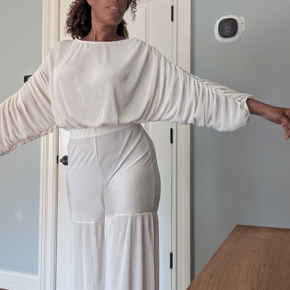 Elegant White Pleated Jumpsuit
